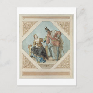 Cartão Postal Brunhilde e Hagen, ilustração de "The Niebelu