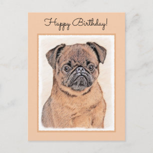 Cartão Postal Brussels Griffon Pintura Original Liso Arte de Cac