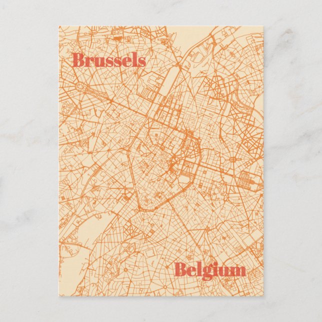 Cartão Postal Brussels Map (Frente)