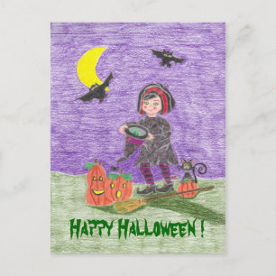 Cartão Postal Bruxa 3, Feliz Halloween!