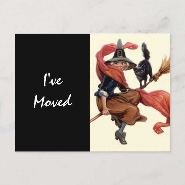 Cartão Postal Bruxa Antiga em Vassoura Mudou de En (Frente)