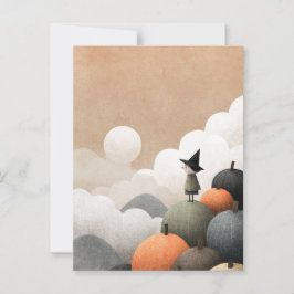 Cartão Postal Bruxa Arte Spooky Bonito Halloween Minimalista