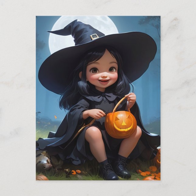Cartão Postal Bruxa Bebê Halloween (Frente)