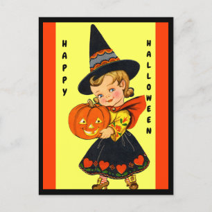 Cartão Postal Bruxa Bonita, Belo Halloween 