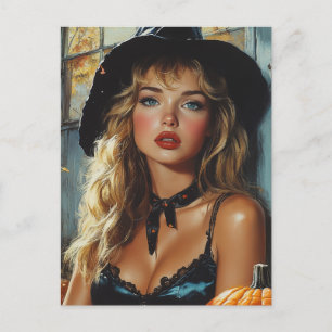 Cartão Postal Bruxa bonito do Halloween