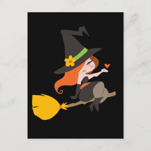 Cartão Postal Bruxa cavalgando uma vassoura
