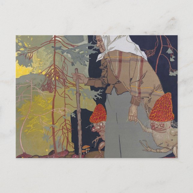Cartão Postal Bruxa com Cogumelos - Franz Wacik (Frente)