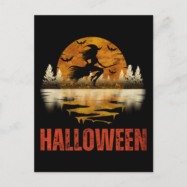 CARTÃO POSTAL BRUXA DA NOITE DE HALLOWEEN (Frente)