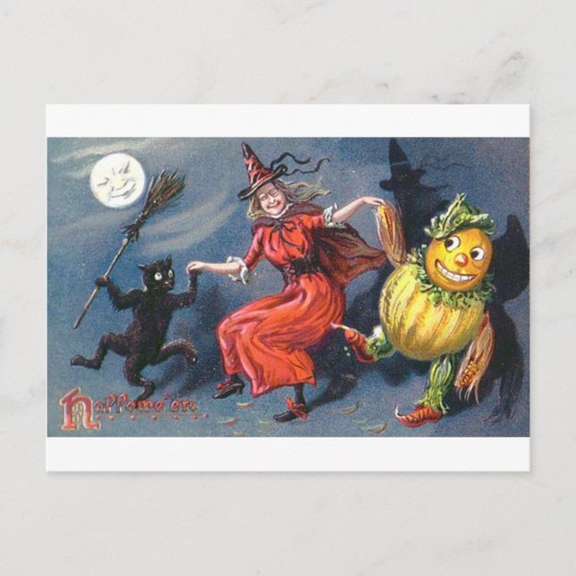 Cartão Postal Bruxa Dançante na Lua (Frente)
