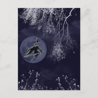 Cartão Postal Bruxa das Halloween e Lua