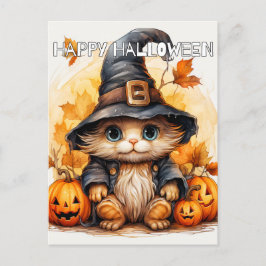 Cartão Postal Bruxa de Gato Gato Bonito