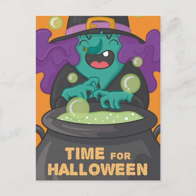 Cartão Postal Bruxa de Halloween (Frente)