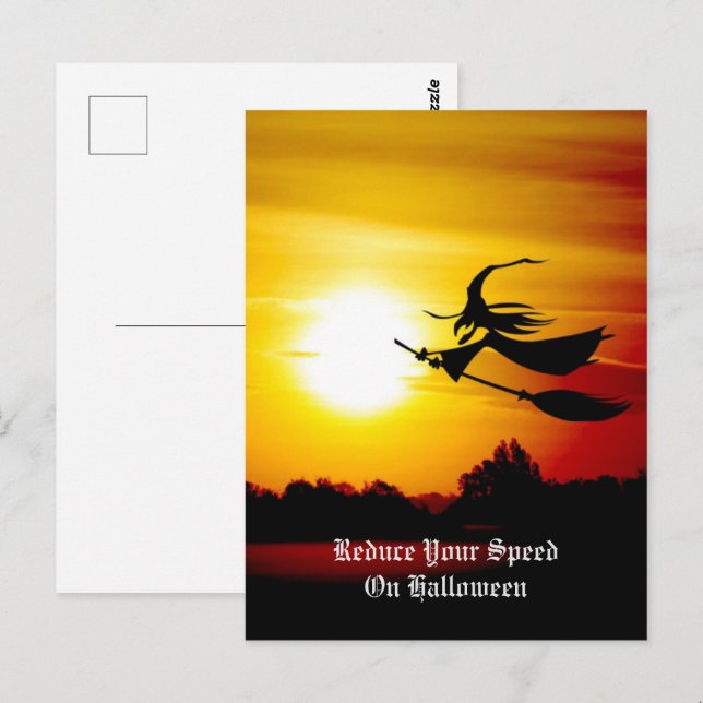 Cartão Postal Bruxa de Halloween (Frente/Verso)
