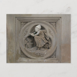 Cartão Postal Bruxa de Halloween em Broom 3d Stone com Foto