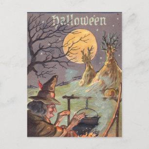 Cartão Postal Bruxa de Halloween - Uma Noite Assustadora - Arte 