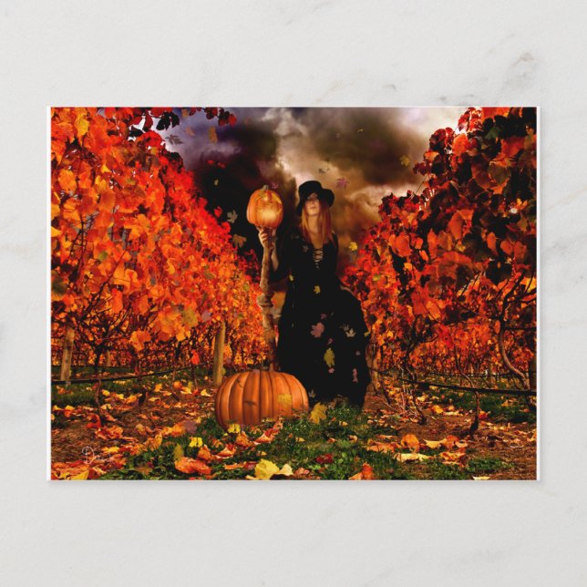 Cartão Postal Bruxa de outono (Frente)