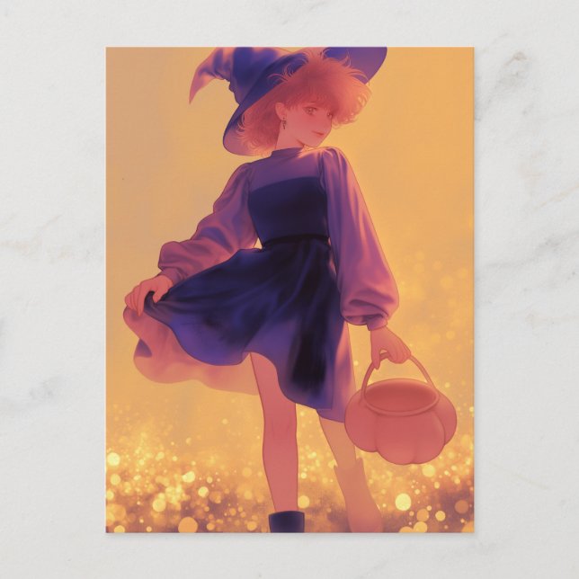 Cartão Postal Bruxa do Halloween (Frente)