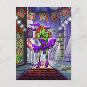 Cartão Postal Bruxa Encantadora de Halloween