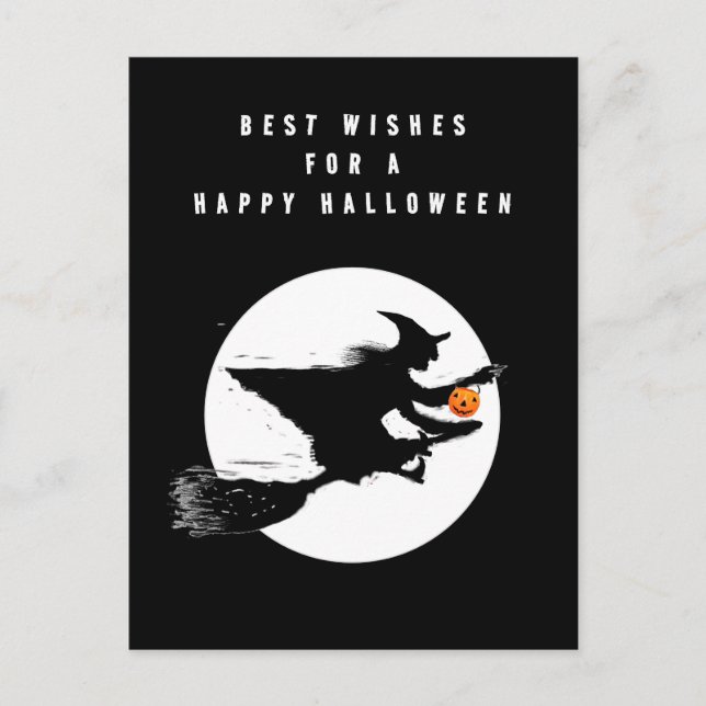 Cartão Postal Bruxa engraçada de Halloween (Frente)