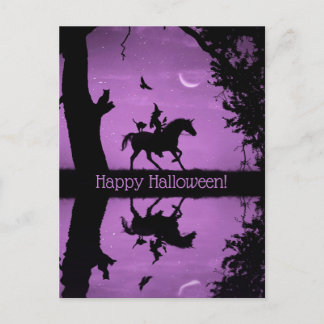 Cartão Postal Bruxa Feliz das Bruxas e Unicórnio Postc