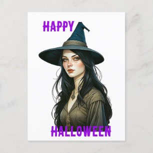 Cartão Postal Bruxa Halloween