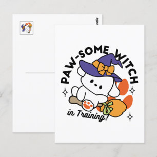 Cartão Postal Bruxa Incrível em Treinamento – Cachorro Fofo de H