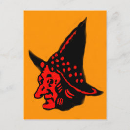 Cartão Postal Bruxa Laranja Halloween