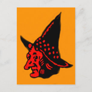 Cartão Postal Bruxa Laranja Halloween