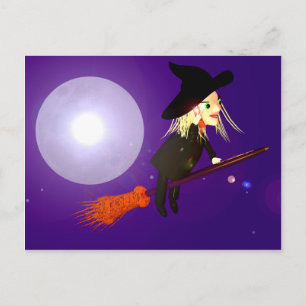 Cartão Postal Bruxa Sem Fios do Halloween