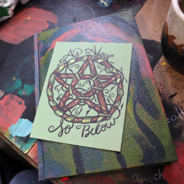 Cartão Postal Bruxa Verde Pagan Pentáculo Natureza Wicca
