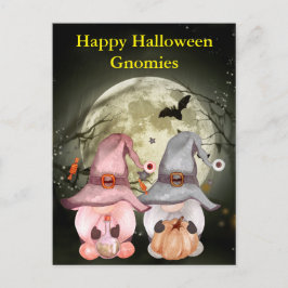 Cartão Postal Bruxas Gnome Lua Cheia Feliz Halloween