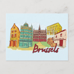 Cartão Postal Bruxelas, Bélgica Cidade Famosa