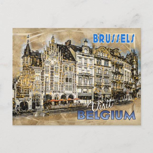Cartão Postal Bruxelas, Bélgica, da série "Visita..." (Frente)