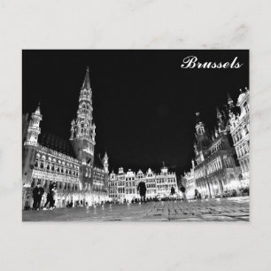 Cartão Postal Bruxelas Bélgica Grand Place à Noite Viagem