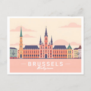 Cartão Postal Bruxelas Bélgica Grande Local Pastel Viagem