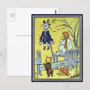 Cartão Postal Bruxo Vintage do Oz, Dorothy Toto Encontra Espanta