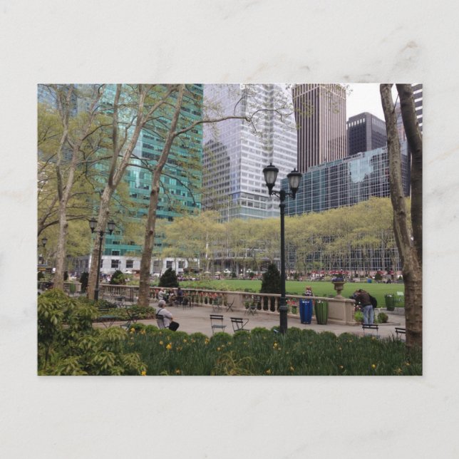 Cartão Postal Bryant Park NYC Nova Iorque Manhattan Springtime (Frente)