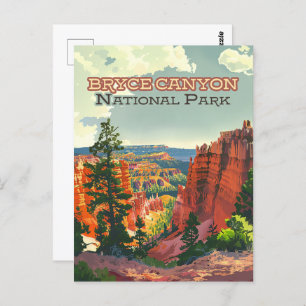Cartão Postal Bryce Canyon National Park Utah Hoodoo Retro