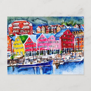Cartão Postal bryggen bergen norway