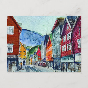 Cartão Postal bryggen bergen norway