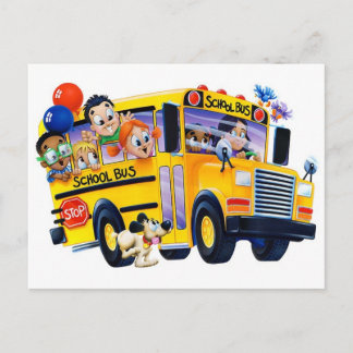 Cartão Postal Bsack to school bus