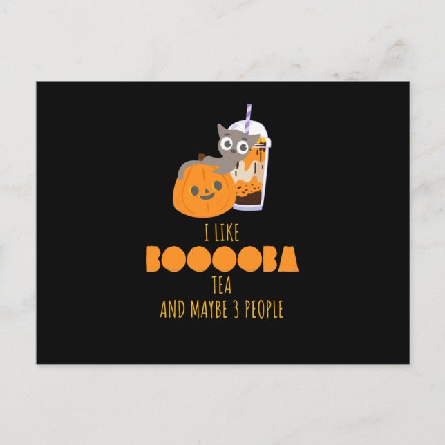 Cartão Postal Bubble Tea Kawaii Halloween (Frente)