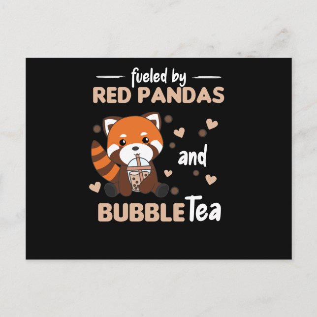 Cartão Postal Bubble Tea Red Panda Chocolate Cute Animals Boba (Frente)