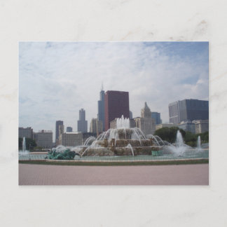 Cartão Postal Buckingham Fountain e Chicago Skyline