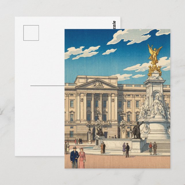 Cartão Postal Buckingham Palace Japanese Woodblock Print (Frente/Verso)