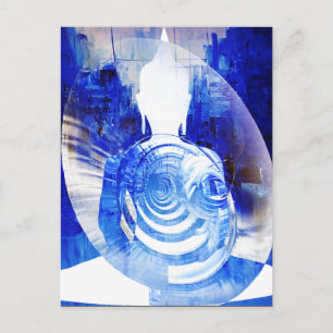 Cartão Postal Buda Azul Arte Budista Moderno