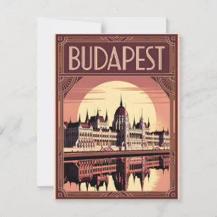 Cartão Postal Budapest art deco vintage