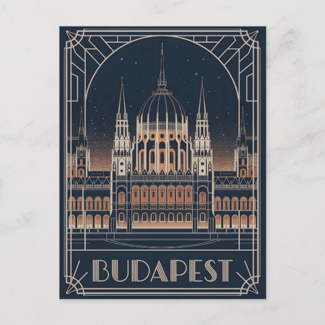 Cartão Postal Budapest art deco vintage (Frente)