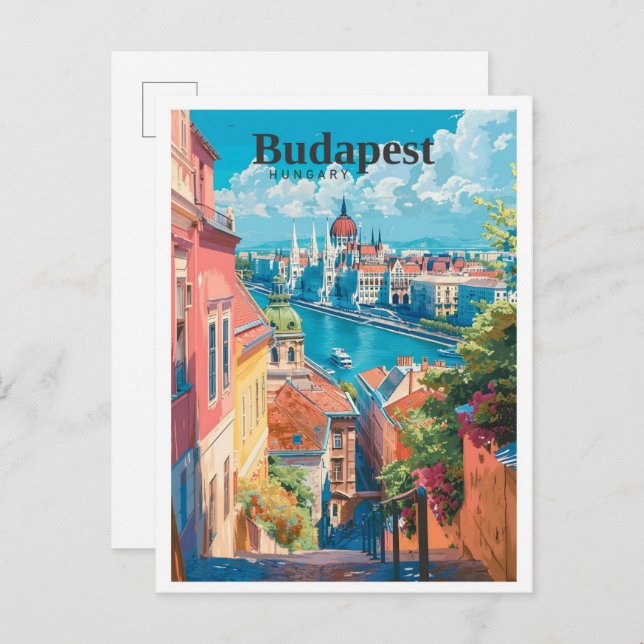 Cartão Postal Budapest Hungary Art Viagens vintage (Frente/Verso)