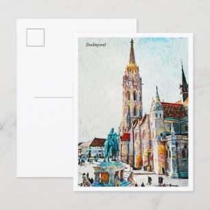 Cartão Postal Budapest Hungria Linda Cidade de Pintura Petrolífe